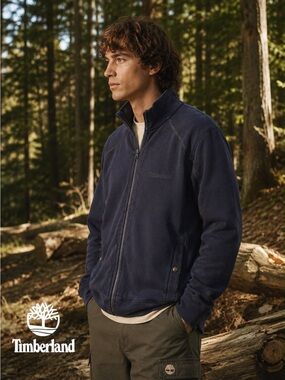Timberland Full-Zip Cotton Sweatshirt Jacket - Navy Blue - Size L
